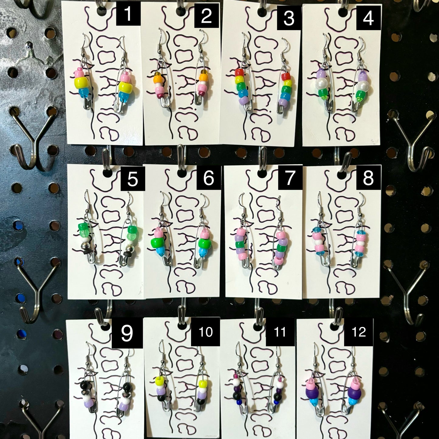 SINGLE EARRING Colors Safety Pin