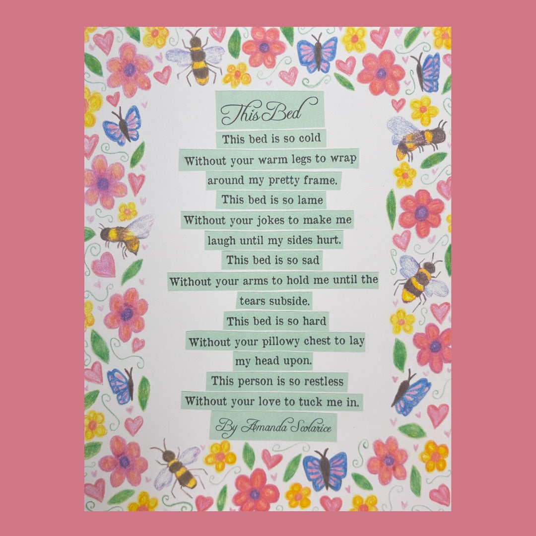 "This Bed" Love Poem Print