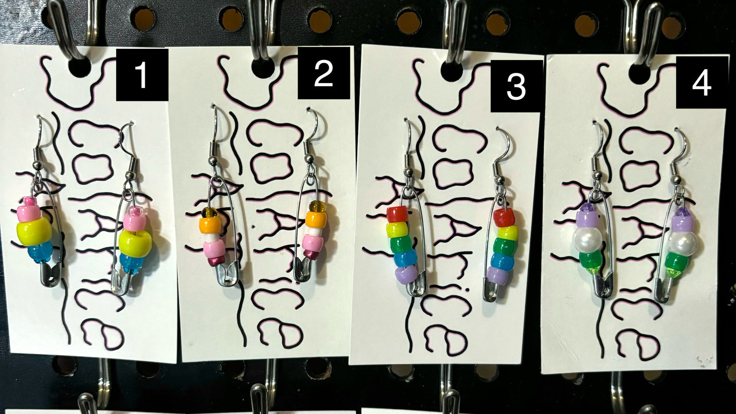 SINGLE EARRING Colors Safety Pin