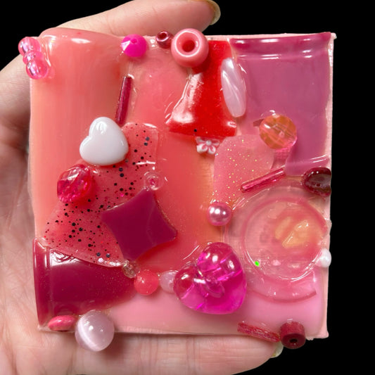 Pink Resin 3D Assemblage Magnet