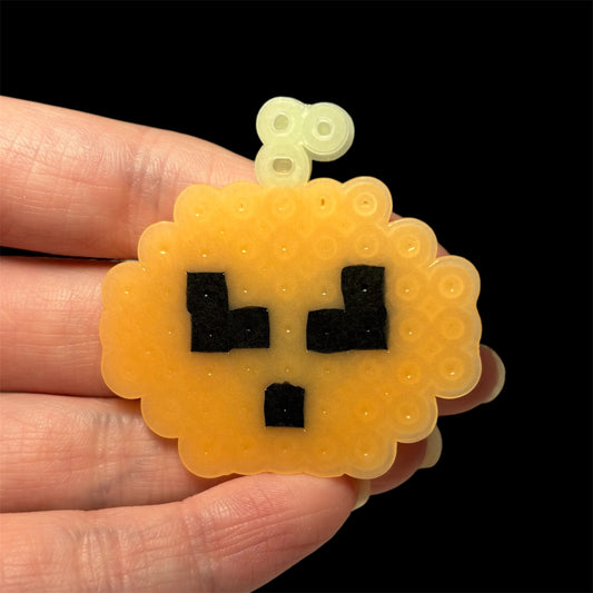 Glow Pumpkin Perler Magnet