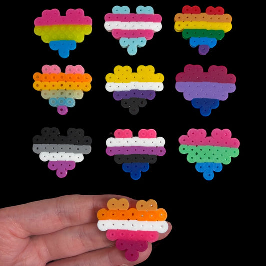 Striped Hearts Perler Magnets