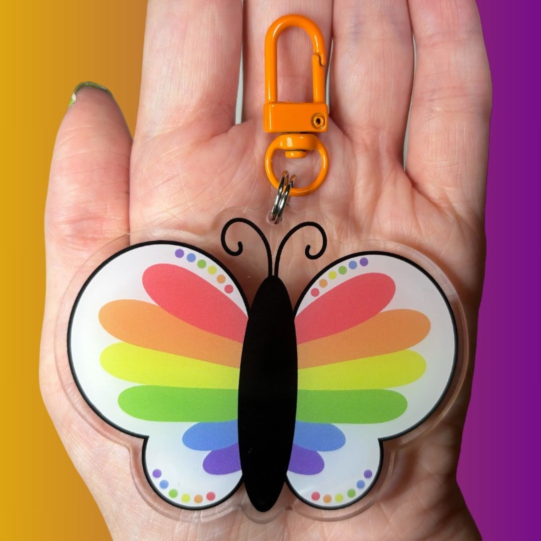 Rainbow Sky Butterfly Keychain